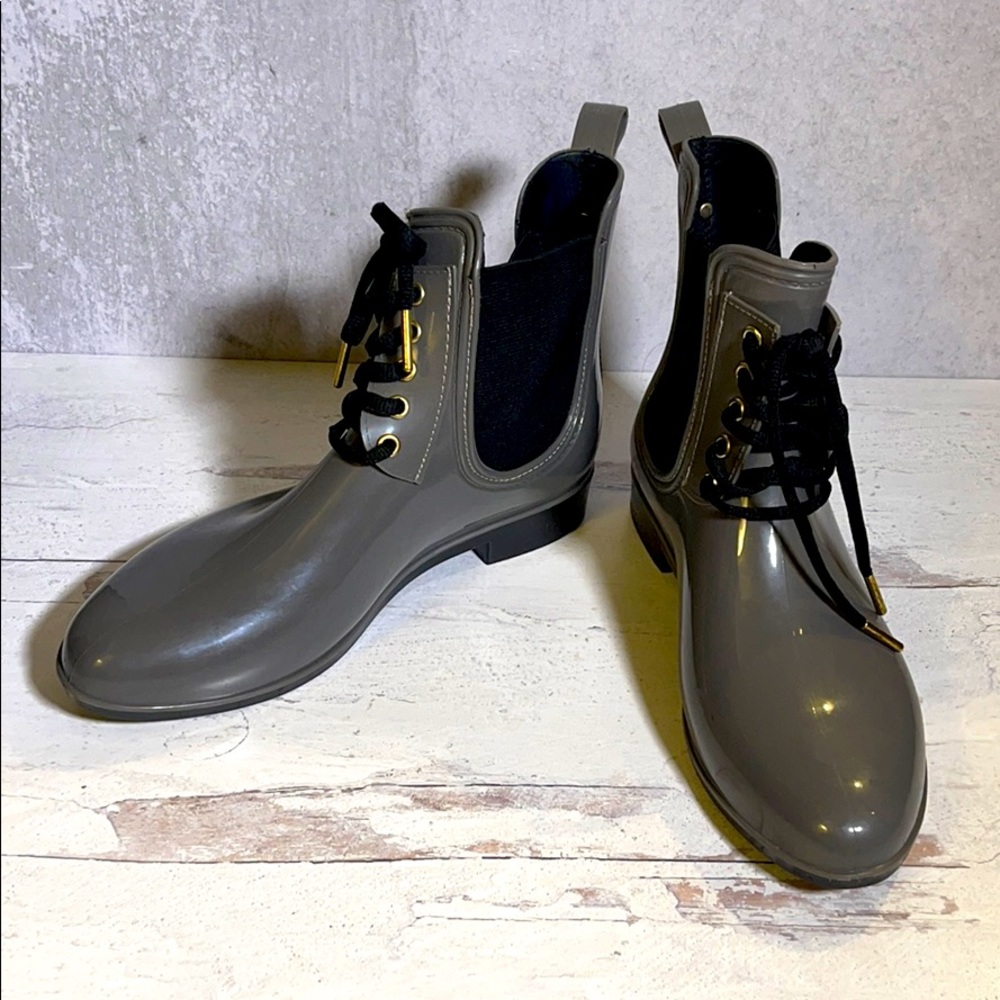 Grey & Black Rain Boots